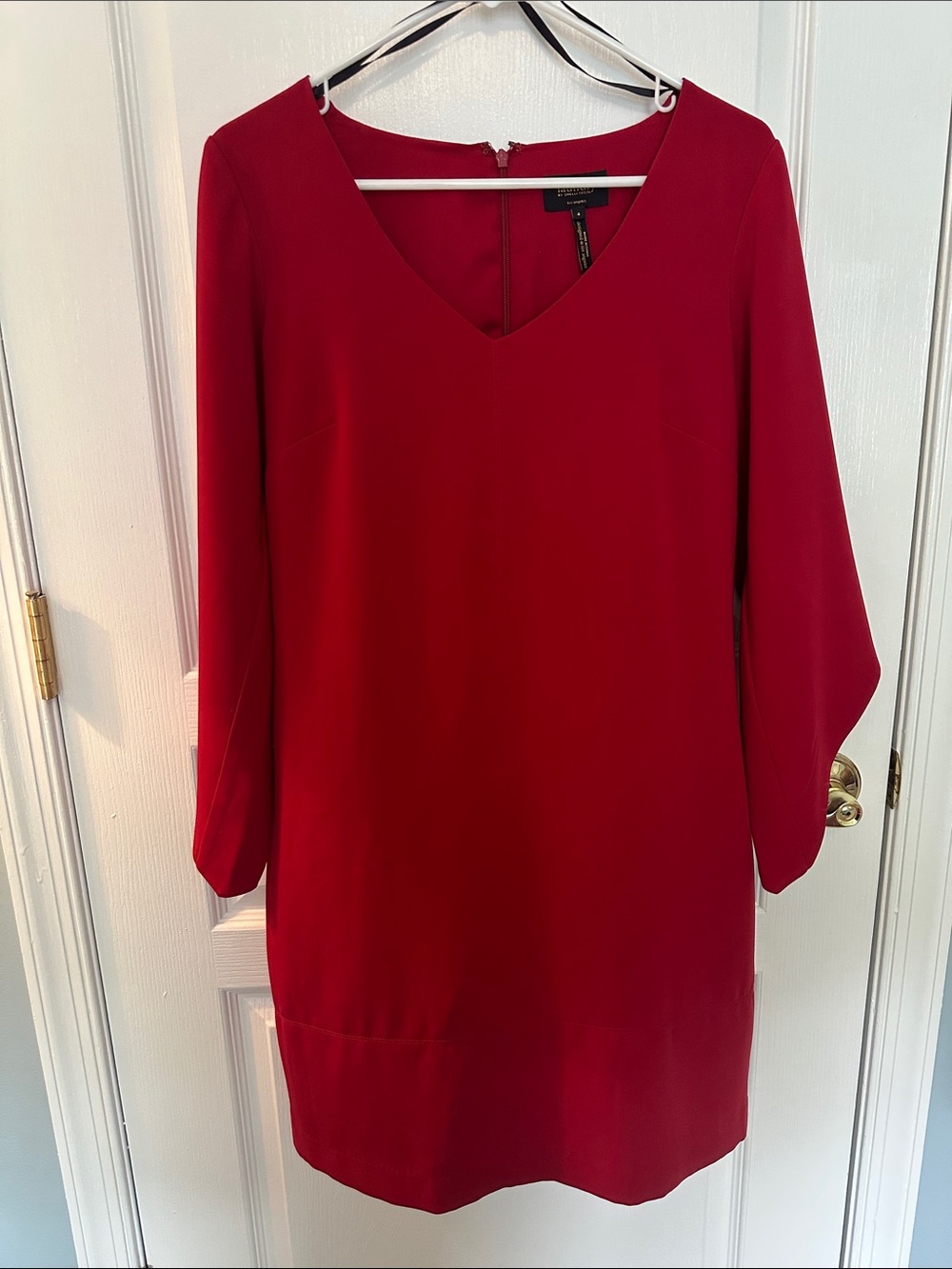 Vintage Retro Shelli Segal Red V-Neck Wide Tulip Sleeve Formal Mini Dress Size 4